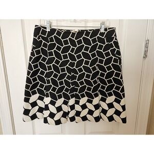 Talbots Petites Black White Pleated Skirt Side Pockets Lined Hidden Zipper 12P